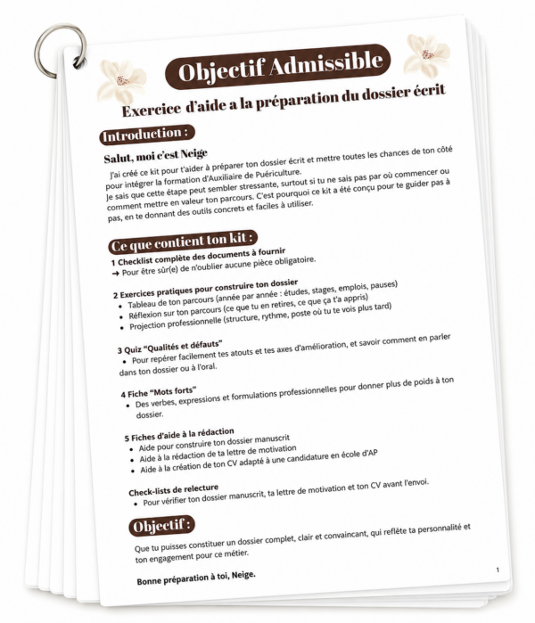 image kit ecrit Kit écrit Auxiliaire de puériculture : Construis ton dossier écrit