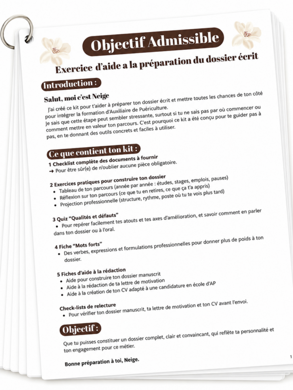 Kit écrit Auxiliaire de puériculture : Construis ton dossier écrit