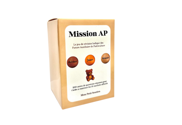 Jeu de révision Mission AP pour auxiliaire de puériculture – cartes questions-réponses pour réviser les 10 modules