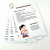 Fiches plastifiées de révision pour auxiliaires de puériculture sur la nutrition infantile, avec une fiche dédiée à la prise de biberons et aux différents types de lait.