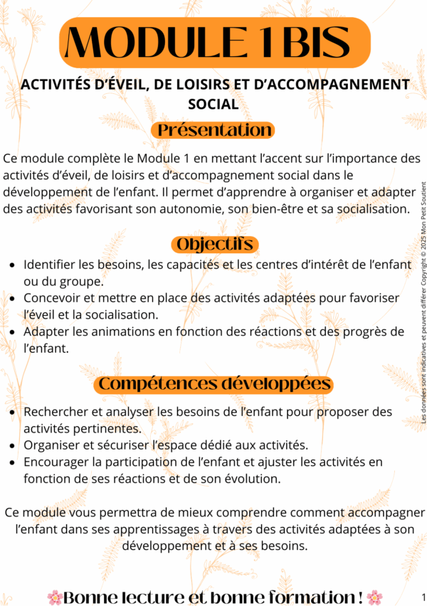 module-1bis-revision-auxiliaire-puericulture Fiche de révision du Module 1 bis pour auxiliaires de puériculture : activités d’éveil, de loisirs, d’éducation et d’accompagnement social.