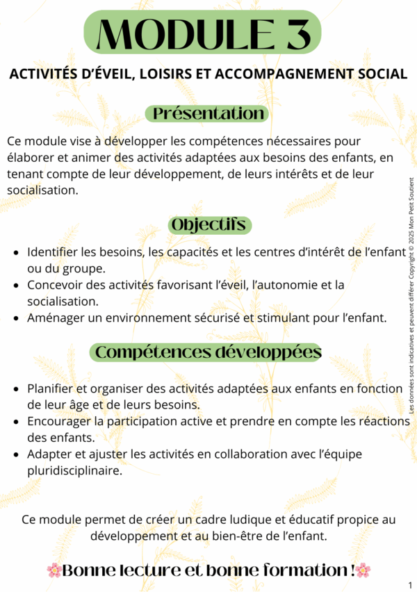 module-3-activites-eveil-auxiliaire-puericulture Fiche de révision du Module 3 pour auxiliaires de puériculture : activités d’éveil, de loisirs et d’accompagnement social.