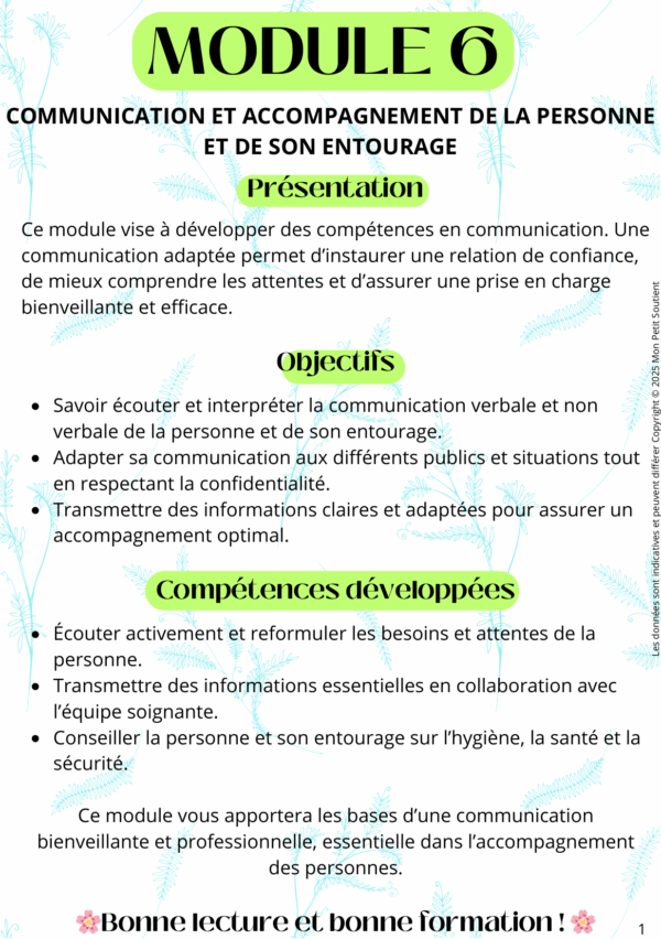 module-6-communication-auxiliaire-puericulture Fiche de révision du Module 6 pour auxiliaires de puériculture : communication et accompagnement de la personne et de son entourage.