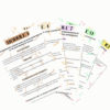 Pack Révision pour auxiliaires de puériculture : ensemble de fiches colorées couvrant les 10 modules de la formation, au format plastifié ou digital.